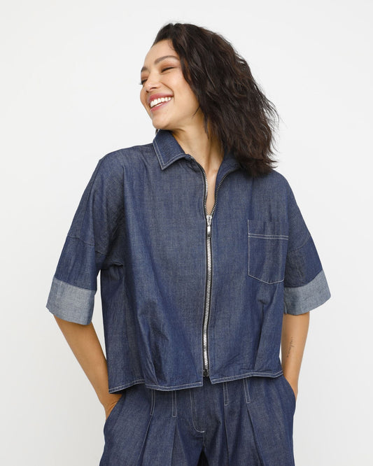 Ozai N Ku Indo Zip Shirt, Denim