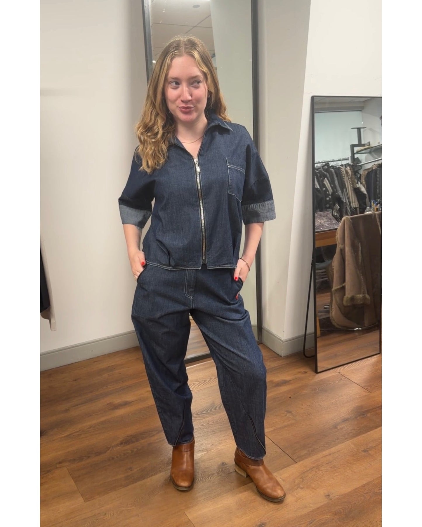 Ozai N Ku Indo Zip Shirt, Denim