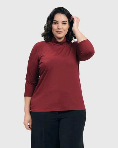 Essential Mockneck Top, Plum