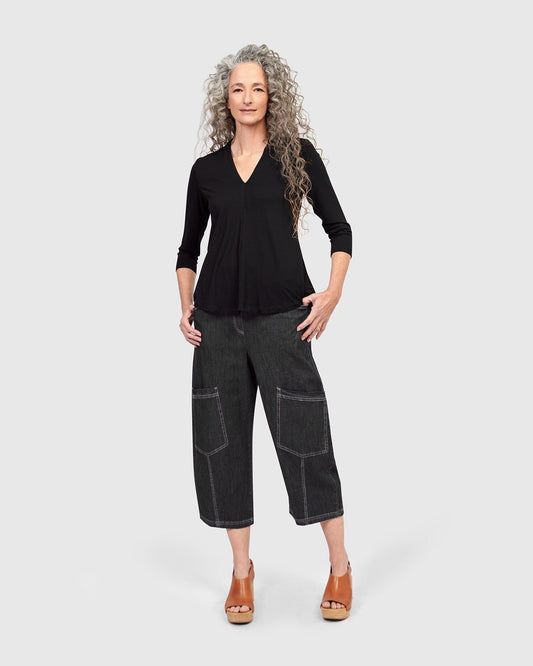 Denim Palma Capri Pants, Black
