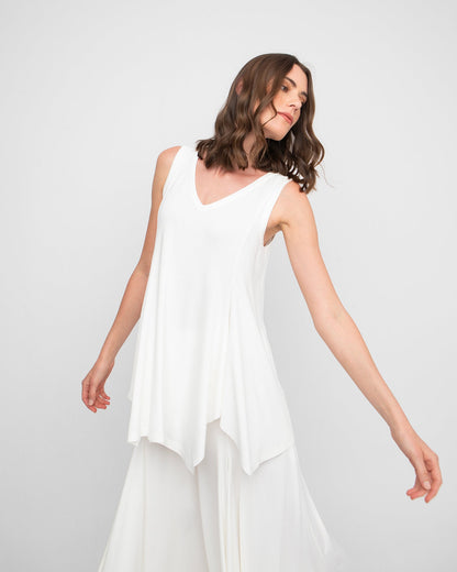 Ozai N Ku Draped Tank Top, Ivory