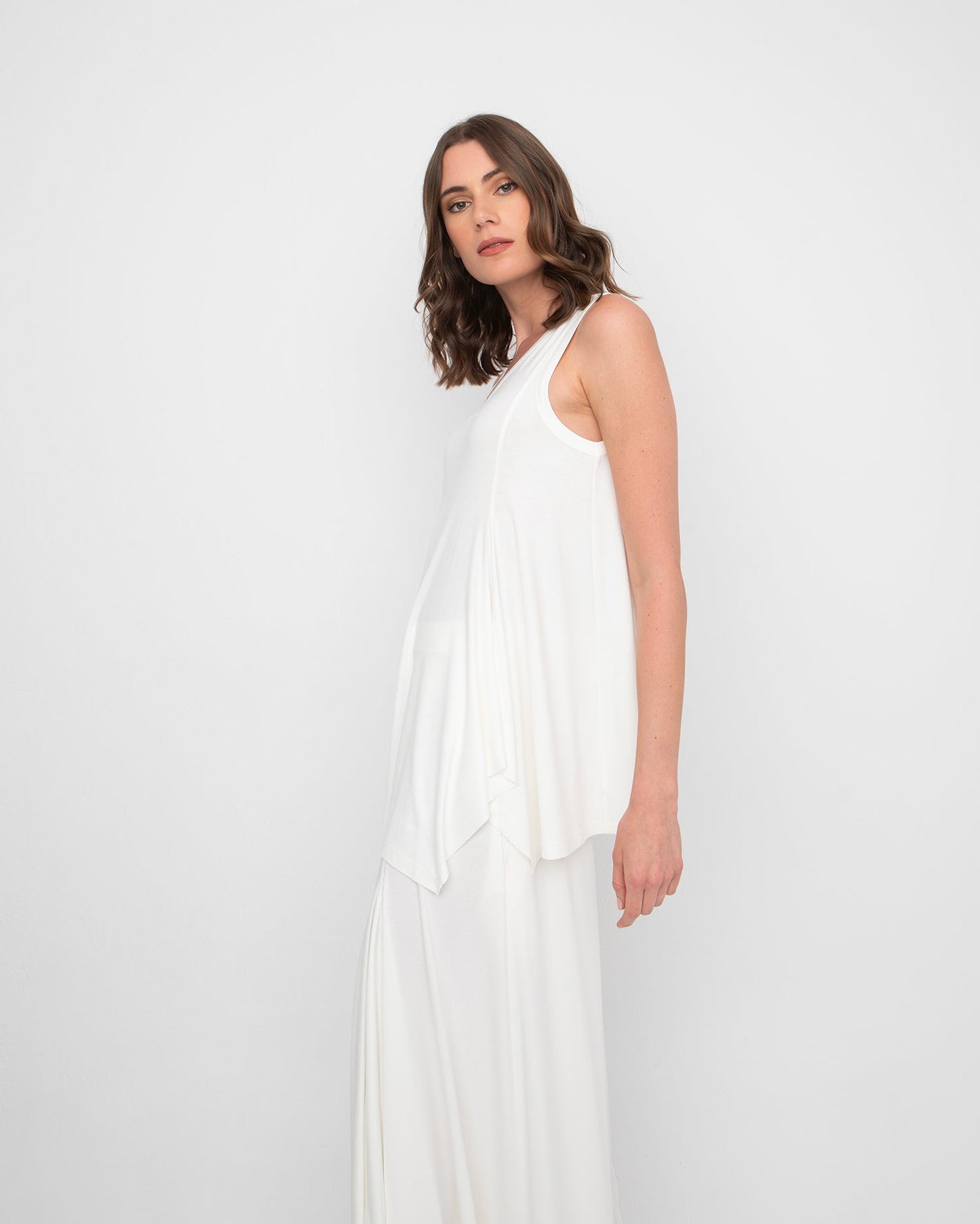 Ozai N Ku Draped Tank Top, Ivory