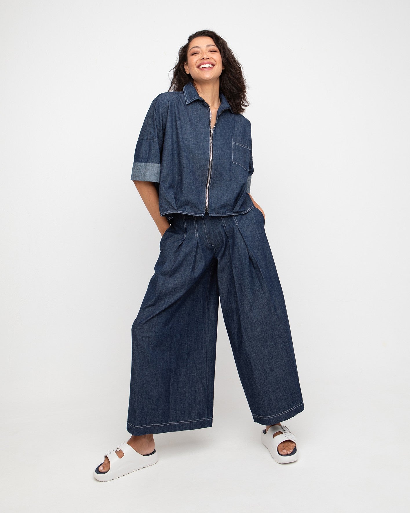 Ozai N Ku Indo Zip Shirt, Denim