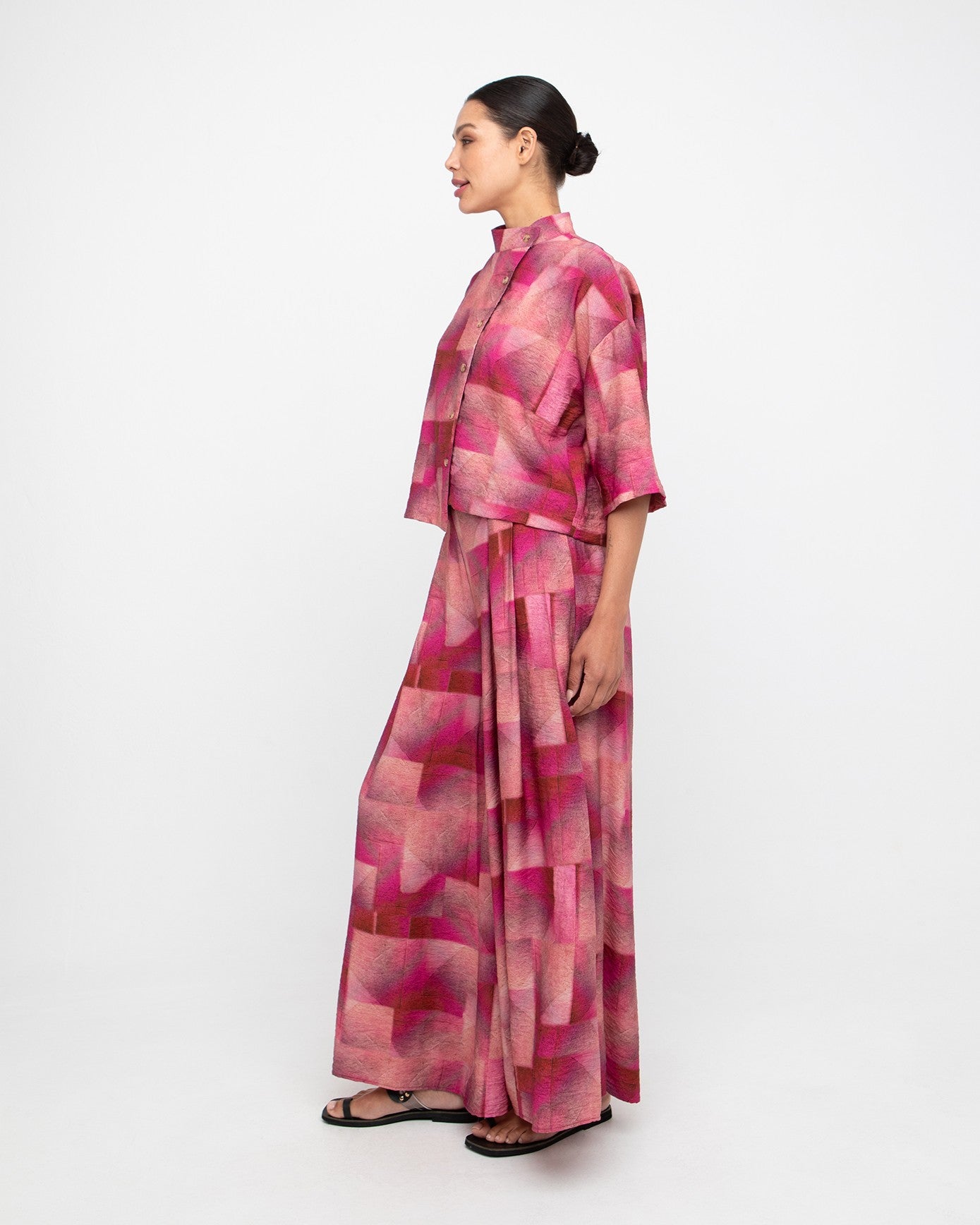Ozai N Ku Aurela Wide Trouser, Geo Pink