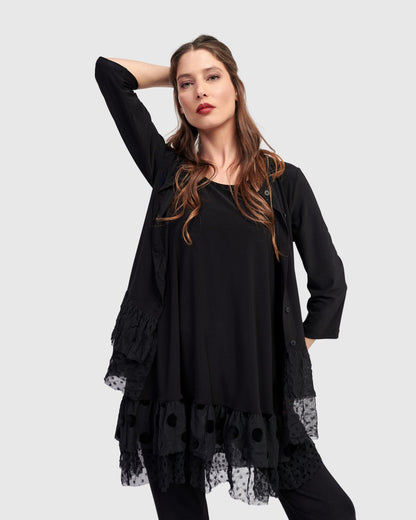 Thora Sleeveless Tunic Top, Black