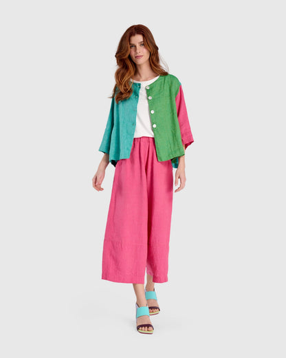 Linen Palazzo Pants, Flamingo