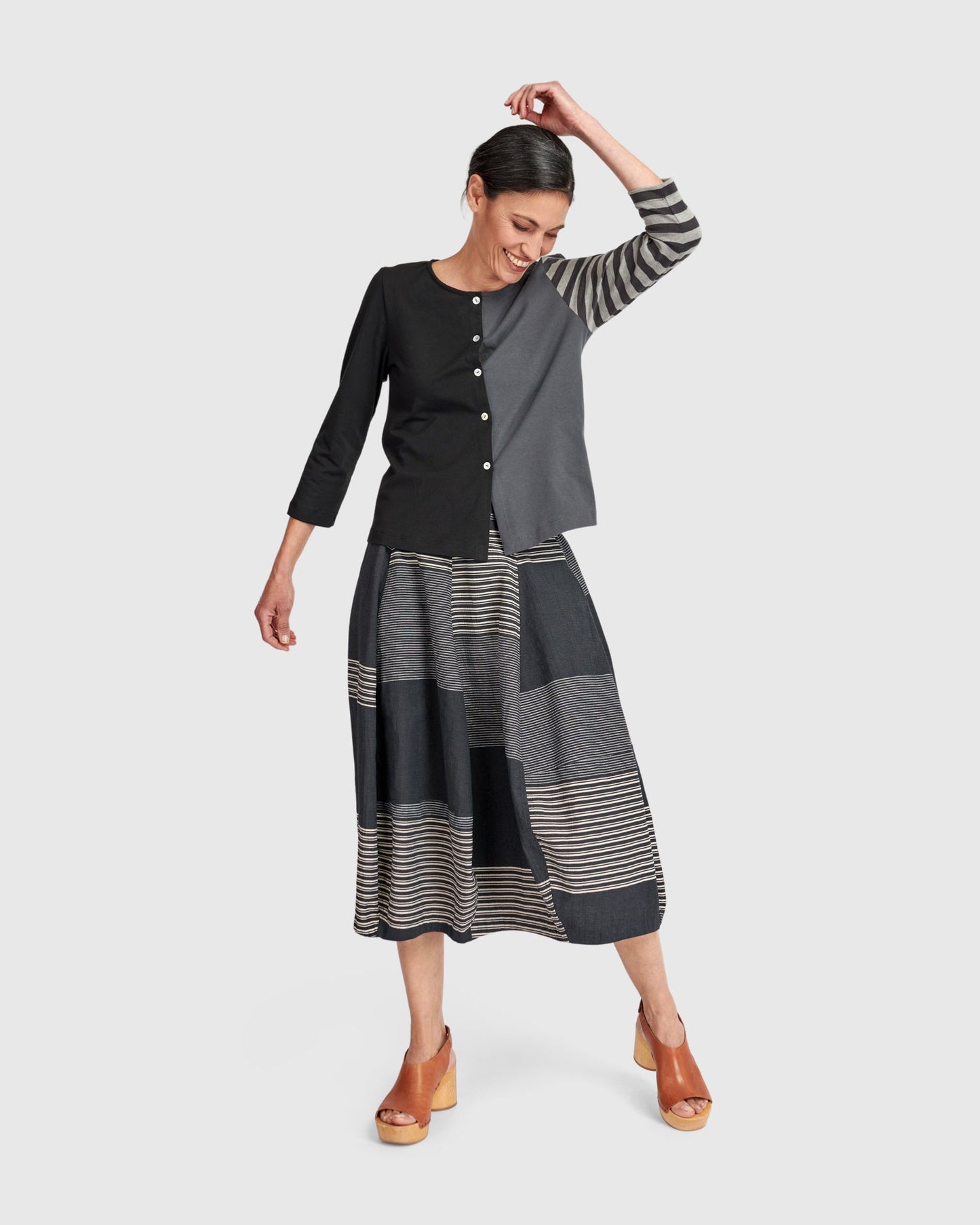 Urban Twilight Balloon Skirt, Slate Stripes
