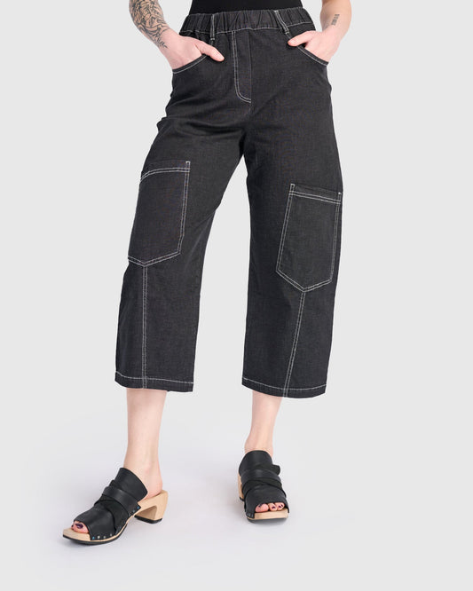 Denim Palma Capri Pants, Black