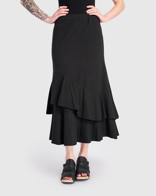 Urban Staple Ruffle Maxi Skirt, Black