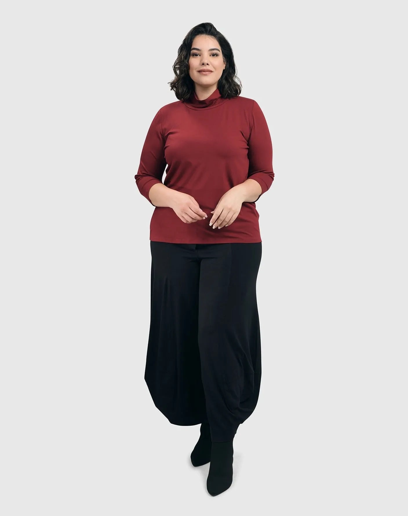 Essential Mockneck Top, Plum