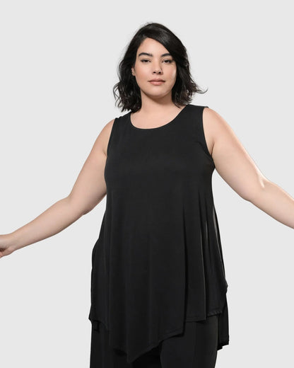 Sharon Sleeveless Tunic Top, Charcoal