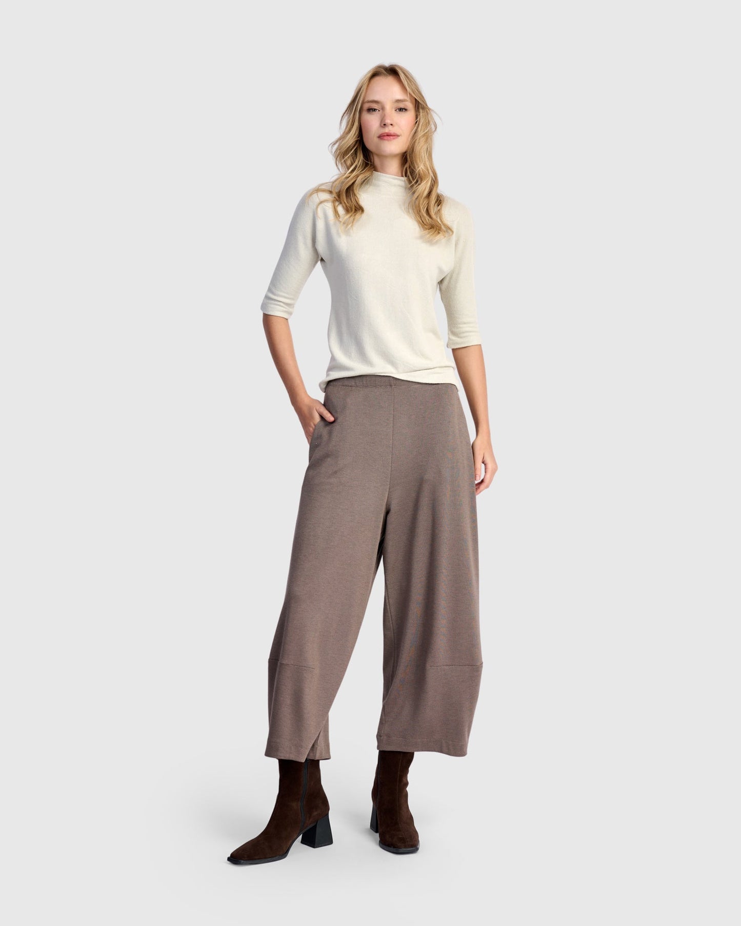 Soft Knit Mockneck Tee, Cream