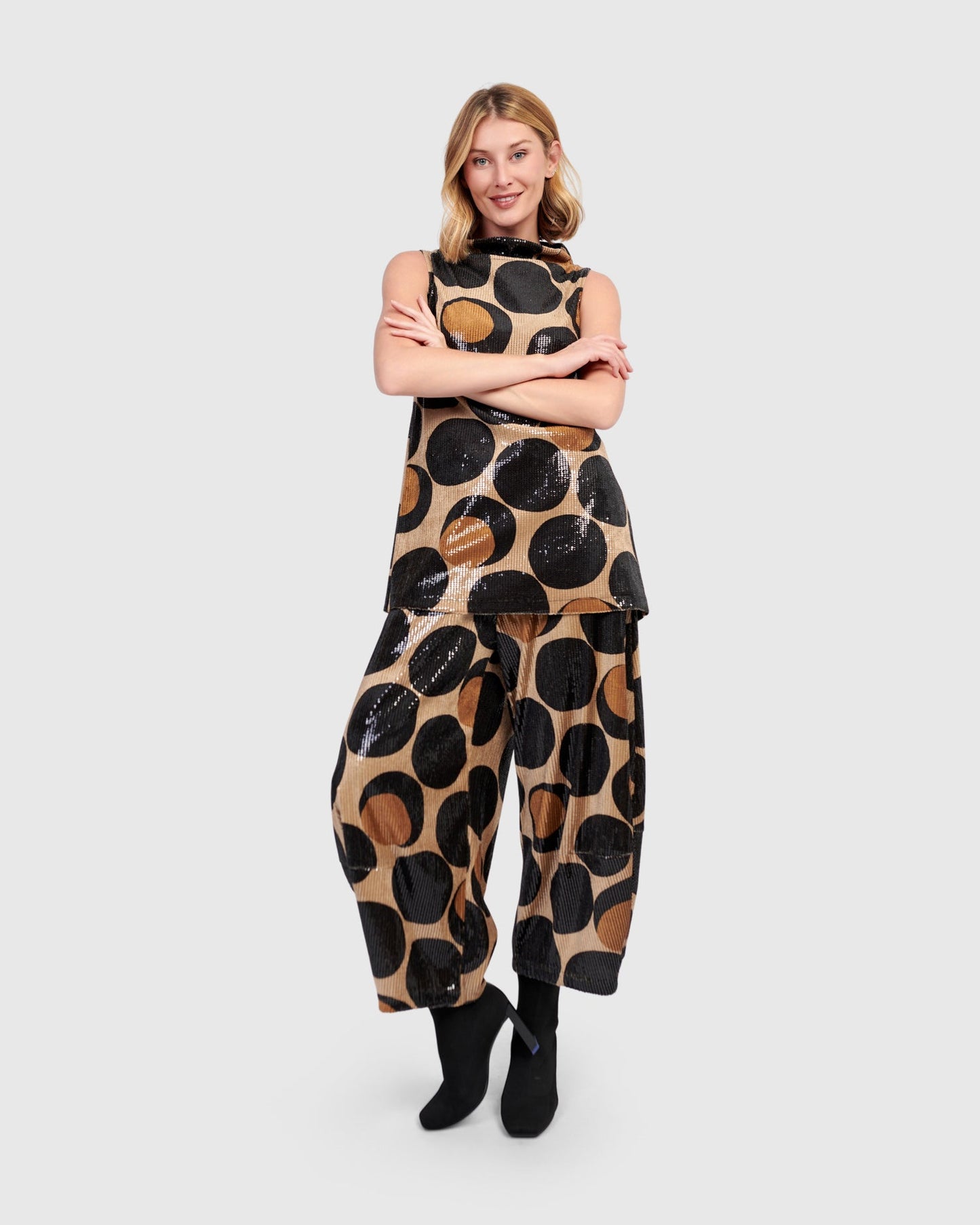 Shimmy Sequin Lantern Pants, Eclipse