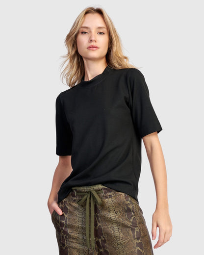 Essential Heavyweight Mockneck Tee, Black