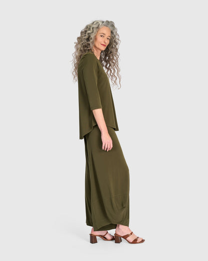 Essential Slinky V-neck Top, Khaki