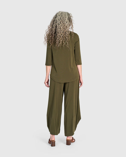 Essential Slinky V-neck Top, Khaki