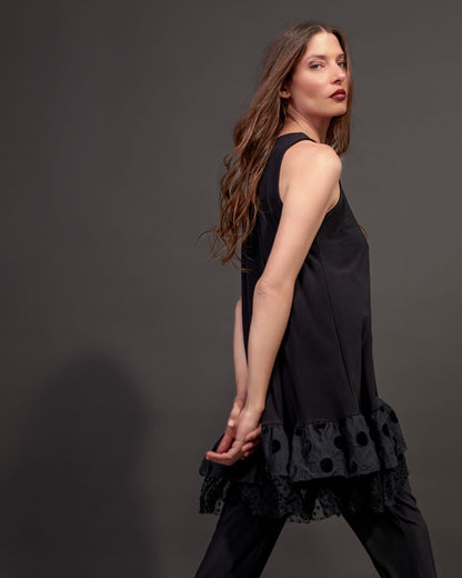 Thora Sleeveless Tunic Top, Black