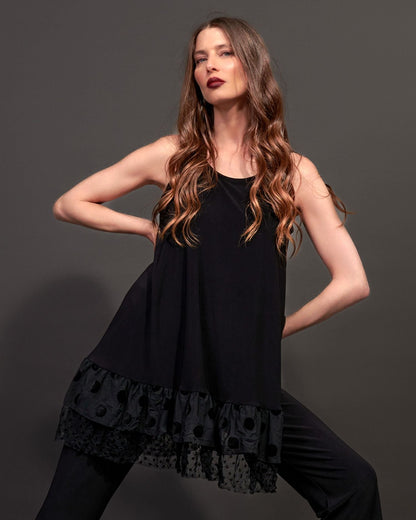 Thora Sleeveless Tunic Top, Black
