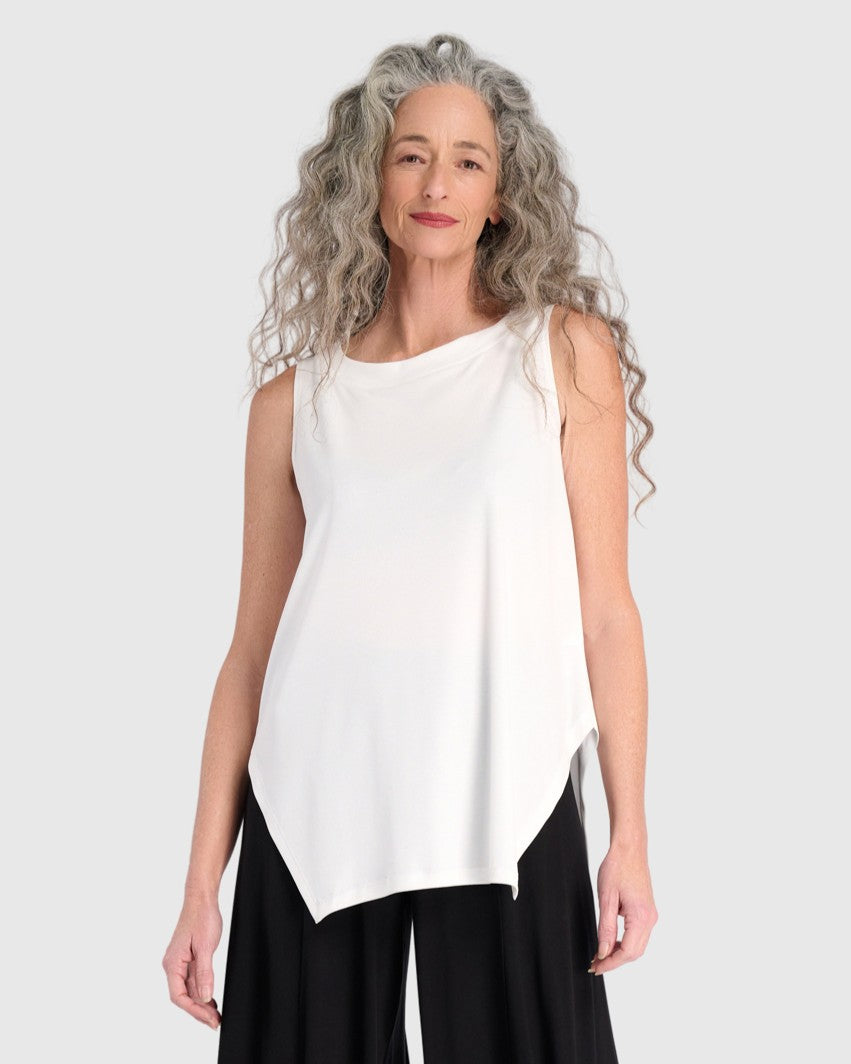 Essential Cutaway Tank Top, White
