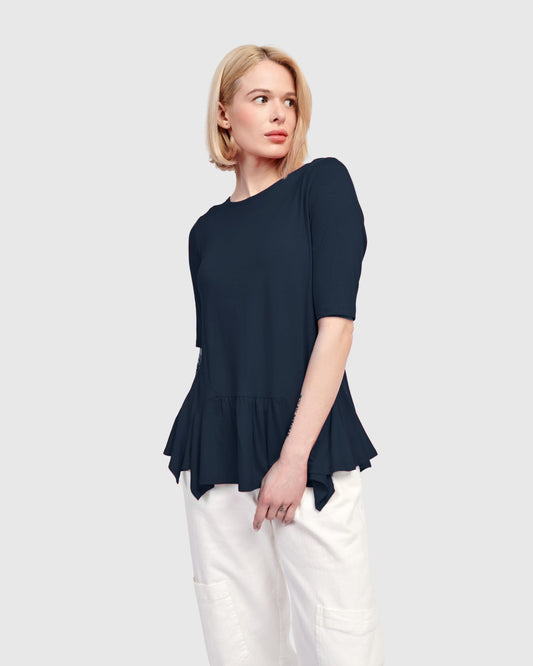 Addison Flouncy Tee, Navy