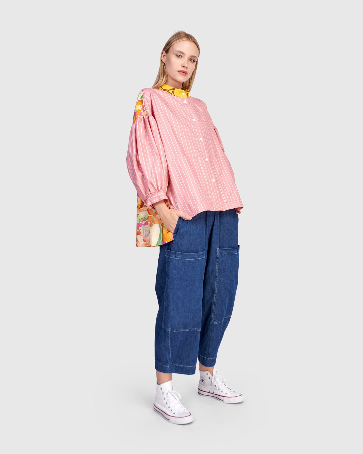 Camellia Puff Shirt, Blush