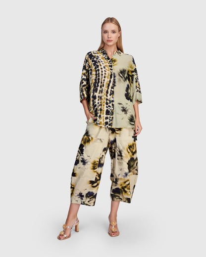 Nerolina Barrel Pants, Beige Floral