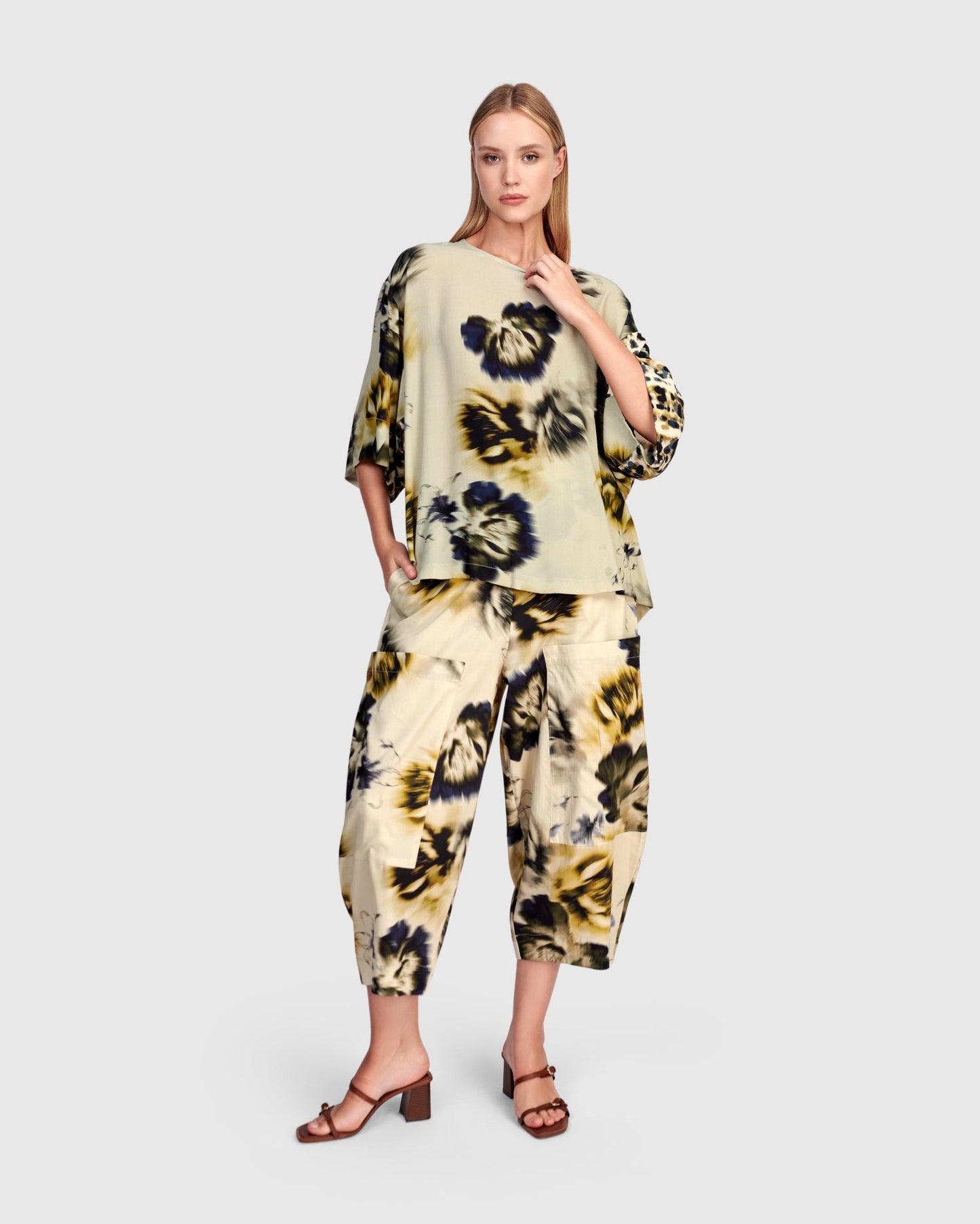 Hesperide Chiffon Top, Beige Floral
