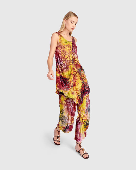 Scattered Tunic Tank, Raspberry/Gold