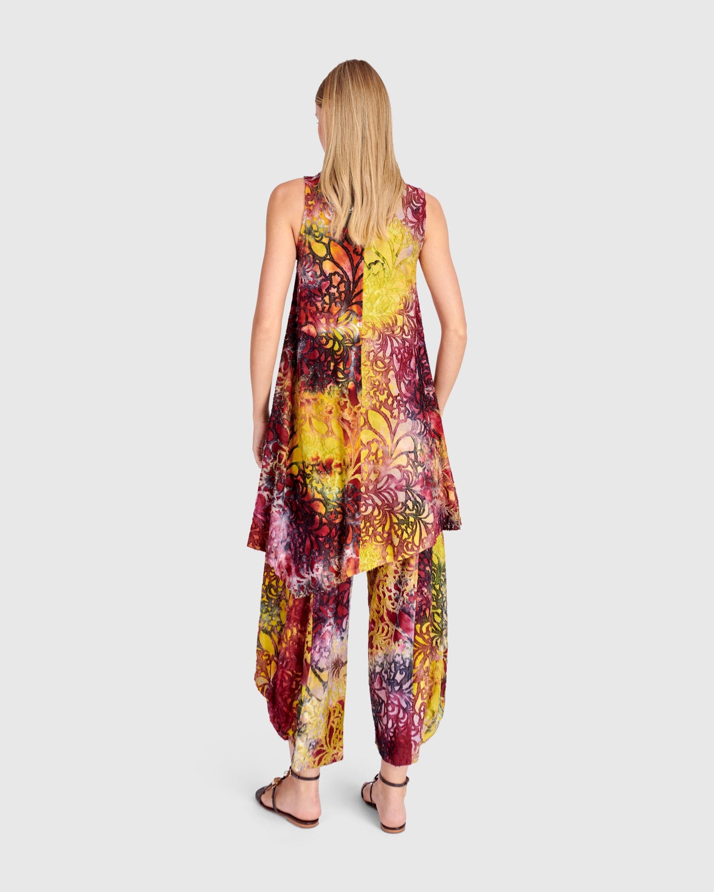 Scattered Tunic Tank, Raspberry/Gold