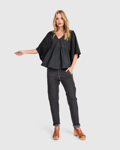 Urban Taffeta Butterfly Top, Black